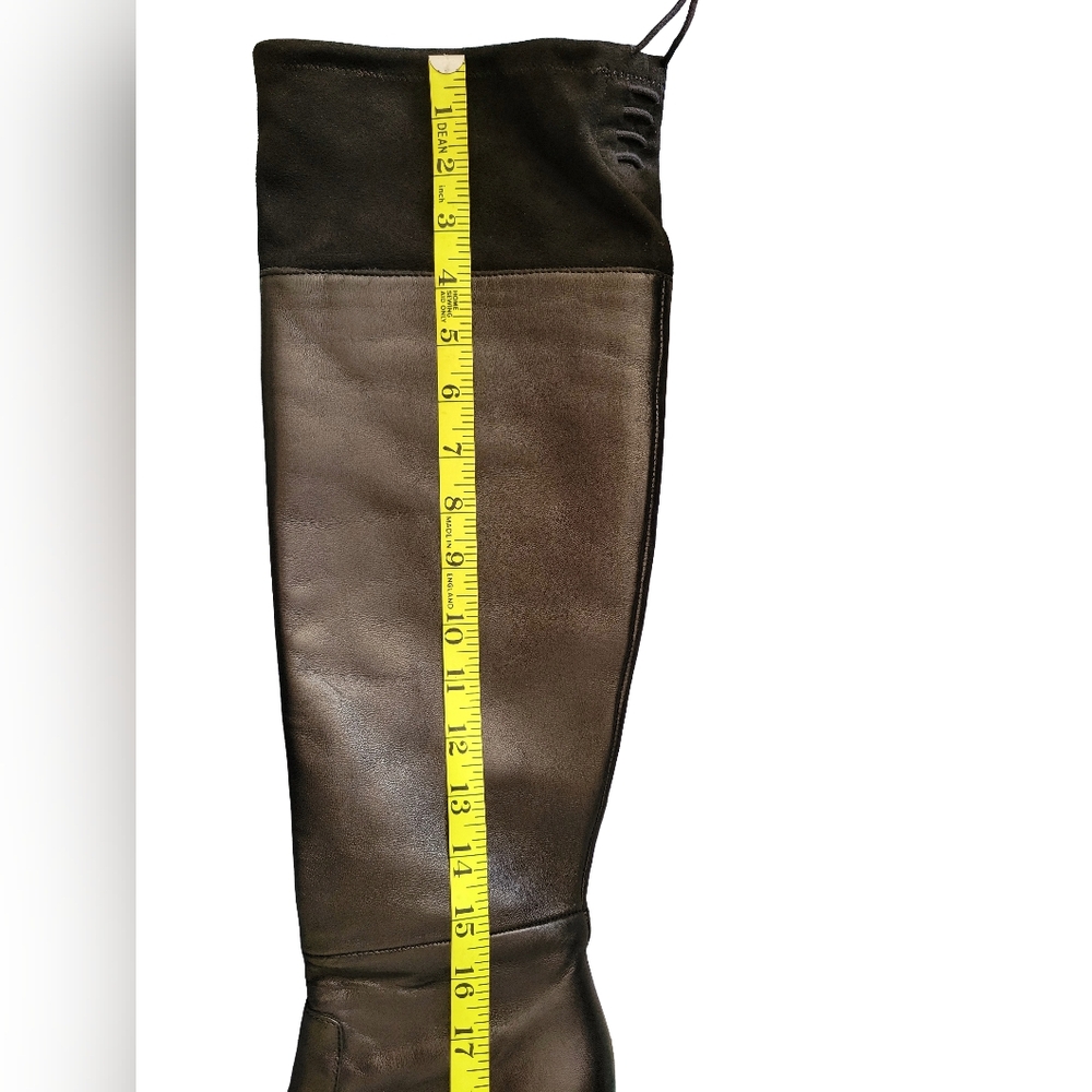 French Connection "Calina" Black Leather & Suede Over The Knee Boots Size 8.5 - Picture 12 of 13